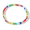 Bohemian Style Glass Seed Beaded Stretch Bracelets for Women Men, Rectangle, Colorful