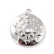 Eco-Friendly Brass Micro Pave Clear Cubic Zirconia Pendants, Cadmium Free & Lead Free, Round, Real Platinum Plated, 16.5x14.5x3.5mm, Hole: 1.2mm