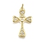 Brass Micro Pave Cubic Zirconia Pendants, Cross & Heart, Long-Lasting Plated, Lead Free & Cadmium Free, Rack Plating, with Jump Ring, Real 18K Gold Plated, 24x15x2mm, Hole: 3.5mm