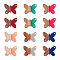 12Pcs 6 Colors Opaque Resin & Walnut Wood Connector Charms, Two Tone, Butterfly Links, Mixed Color, 13.5x18x2.5~3.5mm, Hole: 1.5mm, 2pcs/color