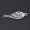Non-Tarnish 201 Stainless Steel Links connectors, Feather, Hollow, Stainless Steel Color, 22x7x1mm, Hole: 1.5mm