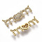 Brass Micro Pave Cubic Zirconia Link Connectors, Cadmium Free & Lead Free, for Mother's Day, Real 18K Gold Plated, Word Mom with Heart, Clear, 27.5x8x3.5mm, Hole: 1mm