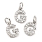 Brass Micro Pave Grade AAA Cubic Zirconia Charms, Letter G, Cadmium Free & Nickel Free & Lead Free, Real Platinum Plated, 9x6x1.5mm, Hole: 2mm