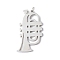 Non-Tarnish 304 Stainless Steel Pendants, Stainless Steel Color, Saxophone, Musical Instruments Pattern, 29x17.5x1.2mm, Hole: 2.5mm