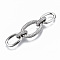 Brass Micro Pave Clear Cubic Zirconia Links Connectors, Cadmium Free & Nickel Free & Lead Free, Oval, Real Platinum Plated, 45mm