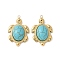 304 Stainless Steel Pendants, Turtle Charms, with Synthetic Turquoise, Ion Plating(IP), Real 18K Gold Plated, 27.5x18x6.5mm, Hole: 1.6mm