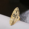 Horse Eye with Flower Pattern Brass Finger Rings, Golden, US Size 7(17.3mm)