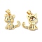 Brass Micro Pave Cubic Zirconia Pendants, Cadmium Free & Lead Free, Cat Shape Charms, Real 16K Gold Plated, 18x15.5x3mm, Hole: 5mm
