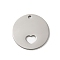 Non-Tarnish 201 Stainless Steel Pendants, Stainless Steel Color, Laser Cut, Flat Round Charm, Heart, 18x1mm, Hole: 1.5mm
