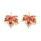 Brass Micro Pave Cubic Zirconia Pendants, Cadmium Free & Nickel Free & Lead Free, Real 18K Gold Plated, Maple Leaf Charms, Tomato, 17x17x3mm, Hole: 2x5mm