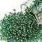 TOHO Round Seed Beads, Japanese Seed Beads, (755) 24K Gold Lined Light Aqua, 8/0, 3mm, Hole: 1mm, about 222pcs/bottle, 10g/bottle