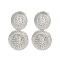 Oval Brass Pave Clear Cubic Zirconia Dangle Stud Earrings, Platinum, 30.5x14mm