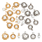 24Pcs 3 Style 2 Color 304 Stainless Steel Pendants, with White Plastic Imitation Pearl Beads, Round, Golden & Stainless Steel Color, 9~14x9~12x3~7mm, hole: 1.5~1.8mm, 4pcs/style