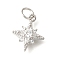 Brass Micro Pave Cubic Zirconia Pendants, Star Charms, with Jump Ring, Long-Lasting Plated, Cadmium Free & Lead Free, Rack Plating, Platinum, 14x12x4mm