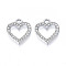 Alloy Charms, with Rhinestone, Cadmium Free & Lead Free, Heart, White Opal, 17x15x2mm, Hole: 2.5mm