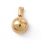 PVD Vacuum Plating 201 Stainless Steel Pendants, Round Charms, Golden, 14.5x12mm, Hole: 3x7mm