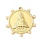 304 Stainless Steel Pendants, Flat Round with King, with ABS Plastic Imitation Pearl, Real 18K Gold Plated, 31.5x30x2.5mm, Hole: 1.5mm