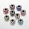 Rondelle Tibetan Style Alloy Rhinestone European Large Hole Beads, Mixed Color, 11x7mm, Hole: 4.5mm