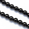 Round Natural Dyed & Heated Black Onyx Stone Beads Strands, 8mm, Hole: 1mm, about 48pcs/strand, 15.1 inch