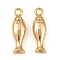 Ocean Theme Brass Micro Pave Cubic Zirconia Pendants, Long-Lasting Plated, Nickel Free, Real 18K Gold Plated, Fish, 15x4.5x3.5mm, Hole: 1.2mm