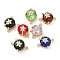 Brass Pave Faceted Glass Flat Round Connector Charms, Clear Cubic Zirconia Flower Links, Cadmium Free & Nickel Free & Lead Free, Light Gold, Mixed Color, 20x14x11mm, Hole: 1.4mm