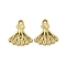 Ion Plating(IP) 304 Stainless Steel Charms, Fan Charm, Real 18K Gold Plated, 14x12x2mm, Hole: 1.5mm