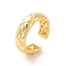 Brass Micro Pave Cubic Zirconia Open Cuff Rings, Cadmium Free & Lead Free, Rhombus, Real 18K Gold Plated, Inner Diameter: 18mm