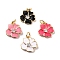 Rack Plating Brass Micro Pave Cubic Zirconia Charms, with Enamel and Jump Ring, Long-Lasting Plated, Flower, Mixed Color, 13x12x3mm, Jump Ring: 5x0.9mm, 3mm Inner Diameter