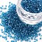 Glass Bugle Beads, Transparent Colours Luster, Steel Blue, 2.5~3x2mm, Hole: 0.9mm, about 15000pcs/pound