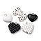 Opaque Resin Pendants, Heart Bowknot, with Platinum Iron Loop, Mixed Color, 18~23x18.5~28.5x4.5~5mm, Hole: 2mm