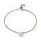 Non-Tarnish 304 Stainless Steel Box Chain Slider Bracelets, Heart Blank Link Bracelets for Women, Stainless Steel Color, 9-3/4 inch(24.6cm)