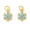 Brass Micro Pave Cubic Zirconia Pendants, Cadmium Free & Nickel Free & Lead Free, Snowflake Charms, with Jump Ring, Real 18K Gold Plated, 9.5x6.5x2mm, Hole: 2.5mm