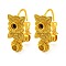 Flower Brass Earring Hooks with Round Tray, Lead Free & Cadmium Free, Golden, 31x15mm, Hole: 1mm, Pin: 1.5mm