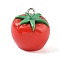 Opaque Resin Pendants, Imitate Vegetable, with Platinum Tone Iron Loops, Tomato, 21x20mm, Hole: 2x3mm