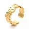 Ion Plating(IP) 304 Stainless Steel Geometry Open Cuff Ring for Women, Real 18K Gold Plated, US Size 6 1/2(16.9mm)