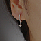 Simple Round S925 Sterling Silver Hoop Earrings, with Imitation Pearl, Silver, 16x2x10mm