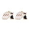 Alloy Enamel Pendants, Cadmium Free & Lead Free, Cat with Bowling Charm, Light Gold, 19.5x25.5x1.5mm, Hole: 2.5mm