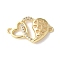 Brass Micro Pave Cubic Zirconia Heart Connector Charms, Real 18K Gold Plated, Long-Lasting Plated, Cadmium Free & Lead Free, Rack Plating, Clear, 15x24.5x3mm, Hole: 1.2mm