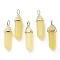 Natural Peridot Pointed Pendants, with Platinum Tone Brass Findings, Bullet, 39.5x12x11.5mm, Hole: 4.5x2.8mm