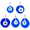 SUNNYCLUE 1 Box 5Pcs 5 Styles Glass Evil Eye Charm Lampwork Bead Charms Blue Hamsa Eyes Round Teardrop Charms for Jewelry Making Charm Women Adults DIY Crafts Necklace Earring Bracelet Supplies