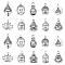 100Pcs 10 Styles Tibetan Style Zinc Alloy Charms, Buddha & Lotus with Yoga, Cadmium Free & Lead Free, Antique Silver, 14~29x8~19x3~5mm, Hole: 2mm, 10pcs/style