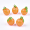 Resin Pendants, with Platinum Tone Iron Findings, Imitation Food, Orange, Coral, 24~25x21x19.5~20mm, Hole: 2mm