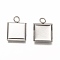 Non-Tarnish 304 Stainless Steel Pendant Cabochon Settings, Plain Edge Bezel Cups, Square, Stainless Steel Color, Tray: 10x10mm, 15x11x1.5mm, Hole: 2.5mm