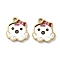 Ion Plating(IP) 304 Stainless Steel Enamel Pendants, Octopus Charm, Golden, White, 15x13.5x1.5mm, Hole: 1.8mm