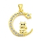 Brass Micro Pave Clear Cubic Zirconia Pendants, Cadmium Free & Nickel Free & Lead Free, The 12 Chinese Zodiac, Cattle, 20.5x16.5x3mm, Hole: 5x3mm