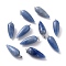 Dyed & Heated Natural Blue Aventurine Pointed Pendants, with Platinum Brass Findings, Bullet, 32~33x12mm, Hole: 2.5x6mm