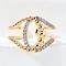 Brass Micro Pave Cubic Zirconia Adjustable Cuff Rings, Cadmium Free & Lead Free, Platinum & Golden, 15.5mm