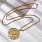 201 Stainless Steel Pendant Necklaces, Flat Round with Tree, Real 18K Gold Plated, 23.23~23.62 inch(59~60cm)