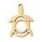 201 Stainless Steel Pendants, Tortoise Charm, Laser Cut, Real 18K Gold Plated, 18x14x1mm, Hole: 1.4mm