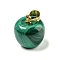 Natural Malachite Pendants, Apple Charms with Alloy Snap on Bails, Golden, 13.5x12mm, Hole: 3.7x4.2mm